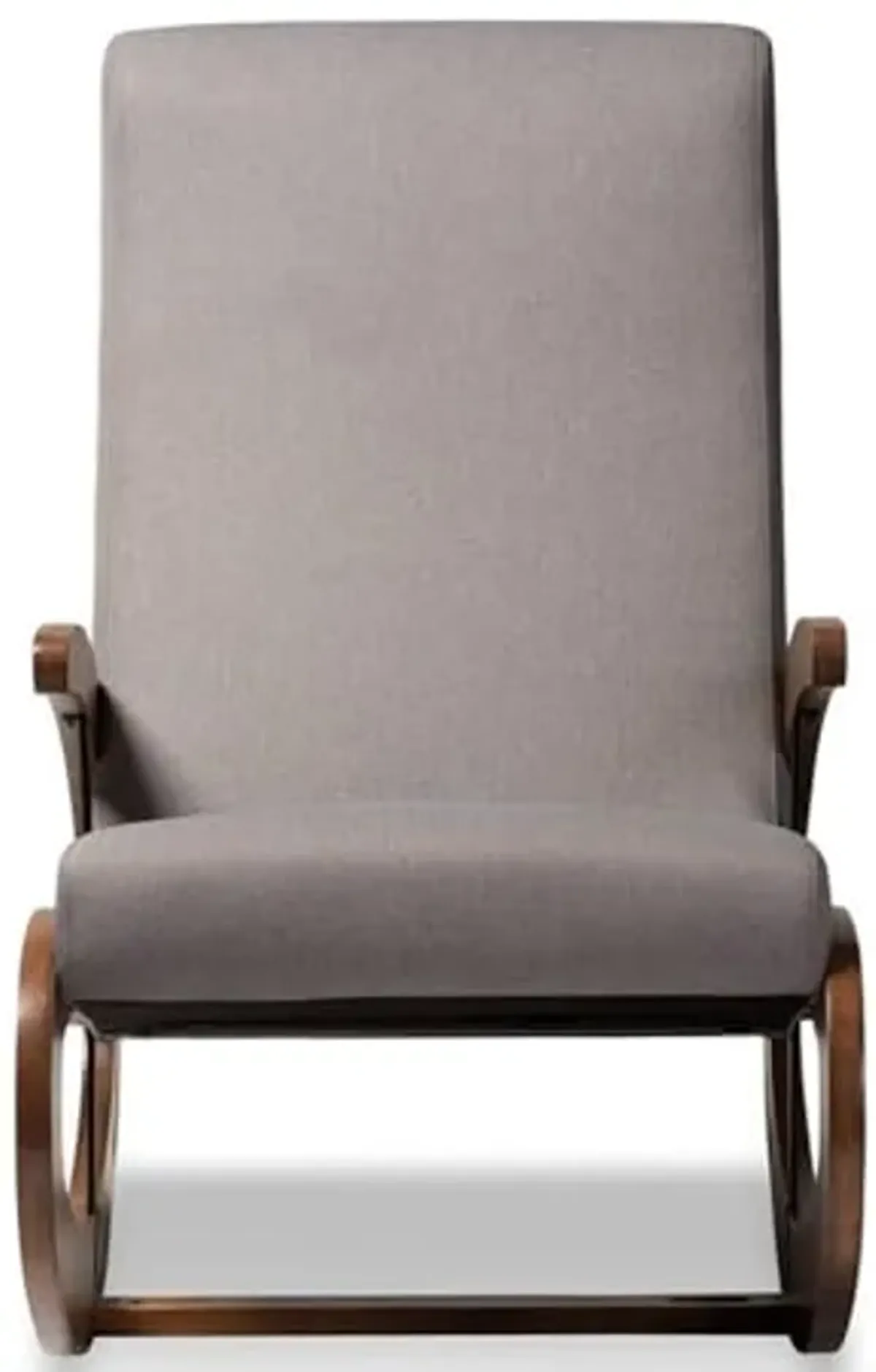 Baxton Studio Kaira Modern and Contemporary Gray Fabric Upholstered and Walnut-Finished Wood Rocking Chair