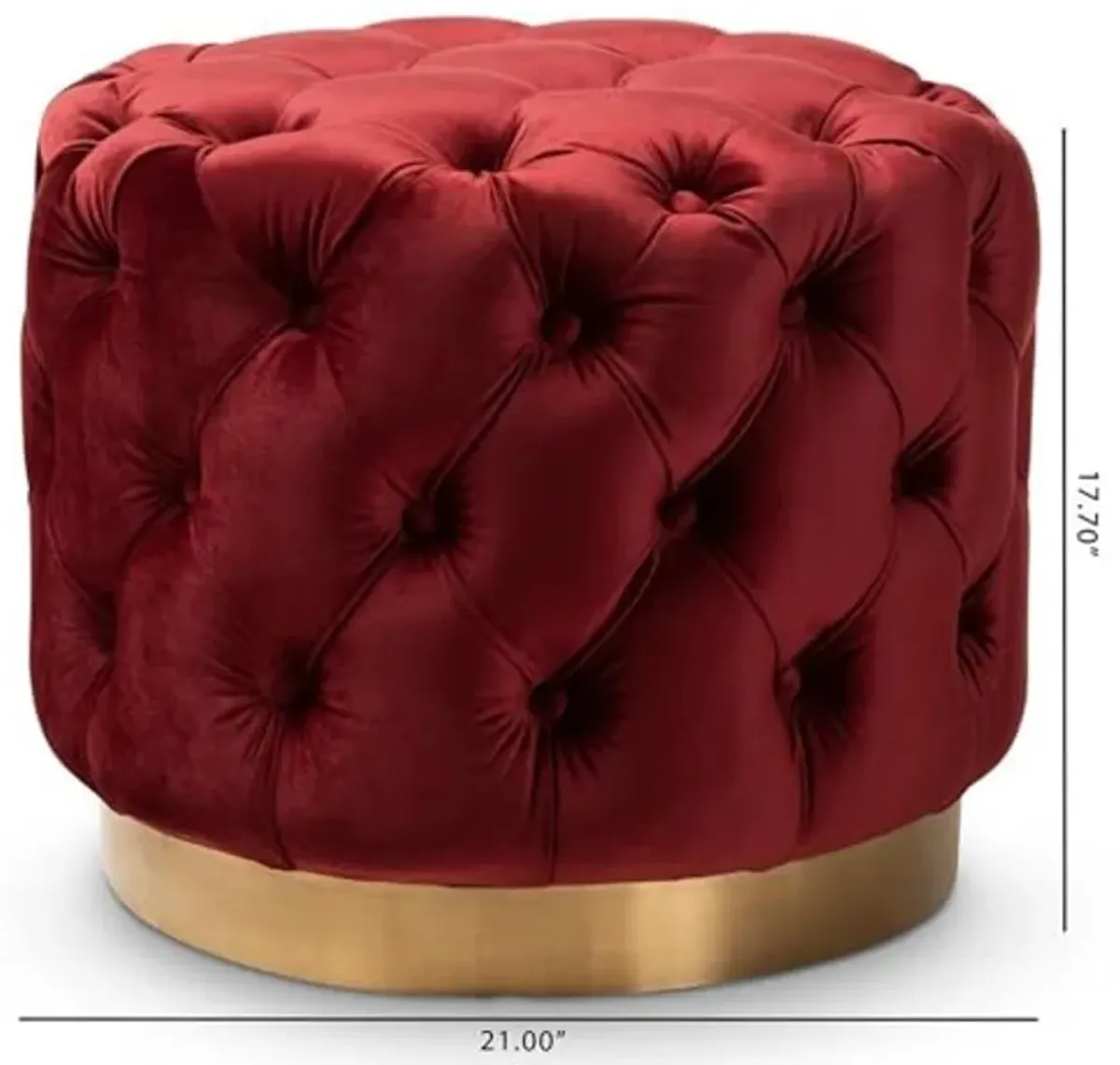 Baxton Studio Valeria Burgundy Red Velvet Tufted Ottoman