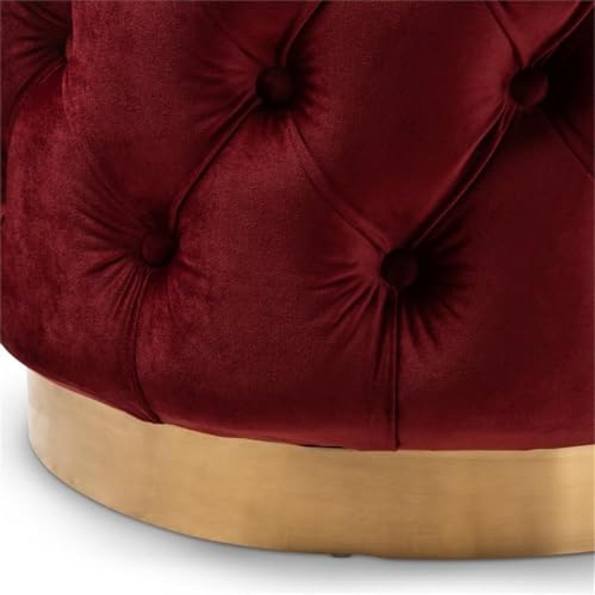 Baxton Studio Valeria Burgundy Red Velvet Tufted Ottoman