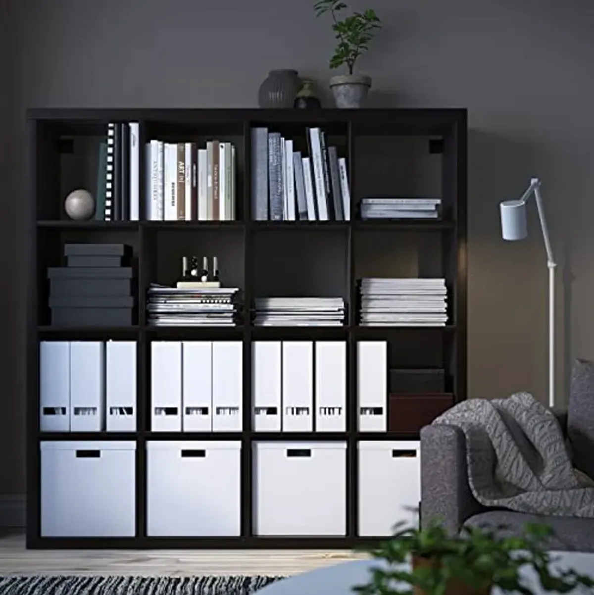 Ikea ' New KALLAX Shelf Unit, Black-Brown (Black, 57 7/8x57 7/8 ")