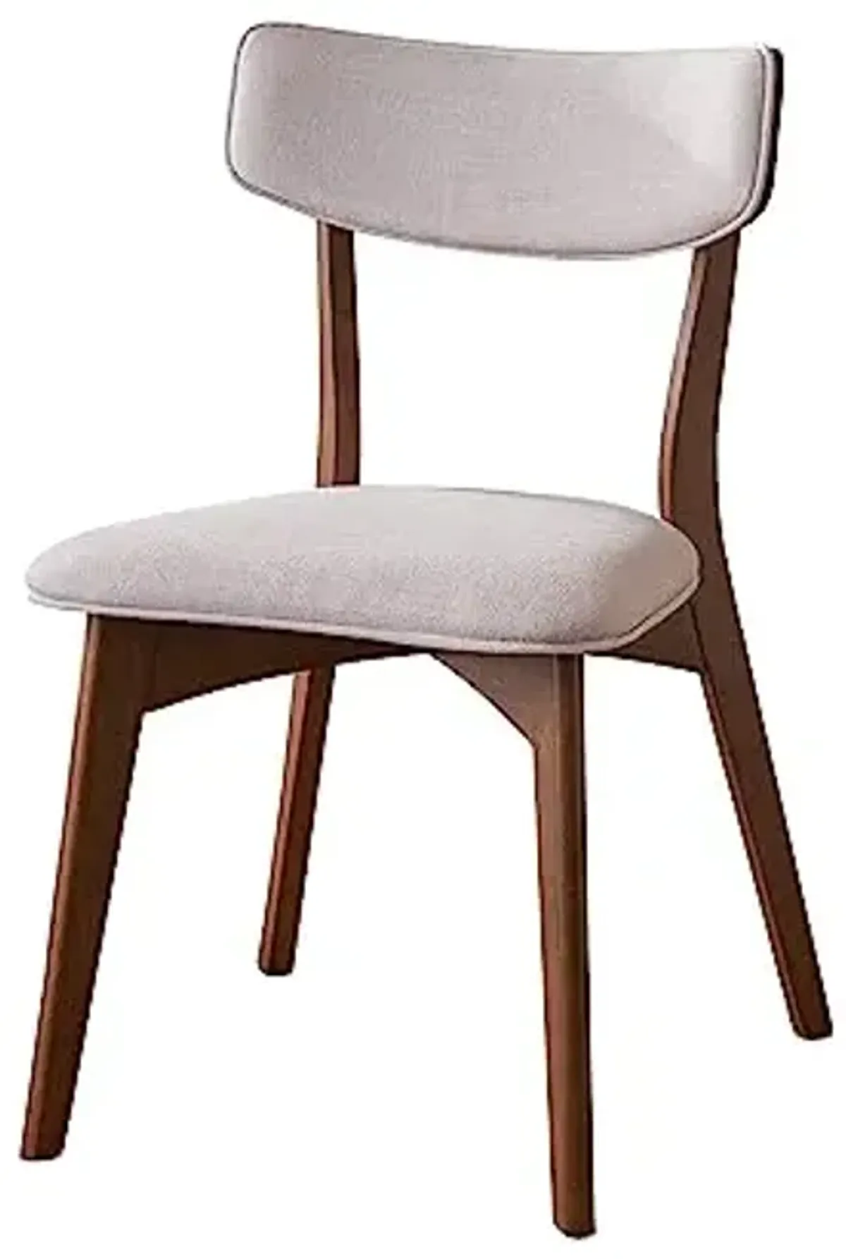 Christopher Knight Home Abrielle Mid-Century Modern Dining Chairs with Rubberwood Frame, 2-Pcs Set, Light Beige / Natural Walnut