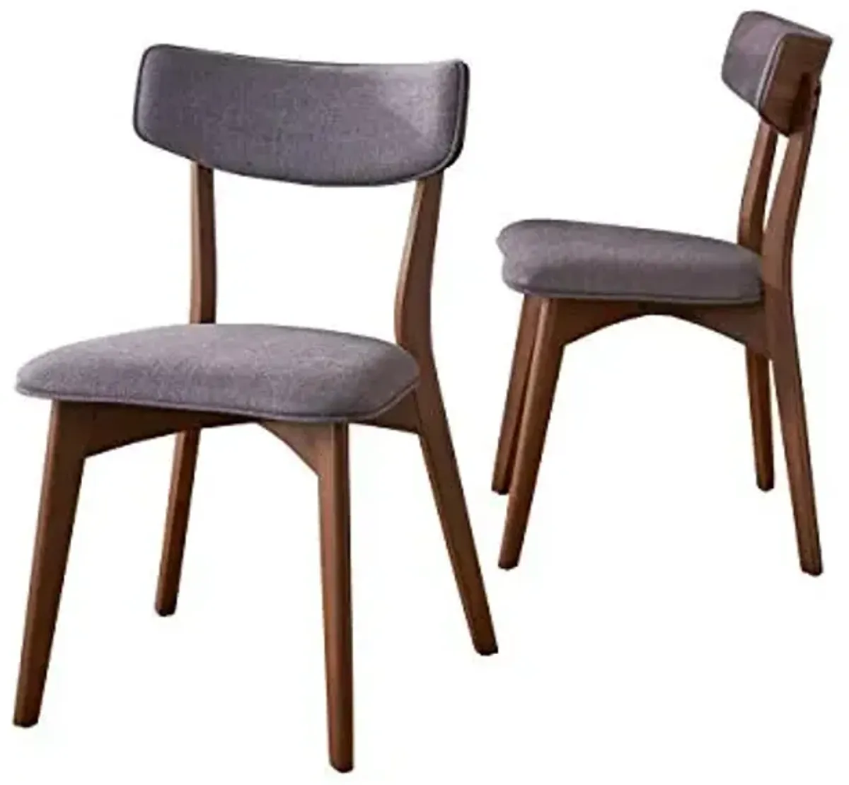 Christopher Knight Home Abrielle Mid-Century Modern Fabric Dining Chairs with Natural Walnut Finished Rubberwood Frame, 2-Pcs Set, Dark Grey / Natural Walnut