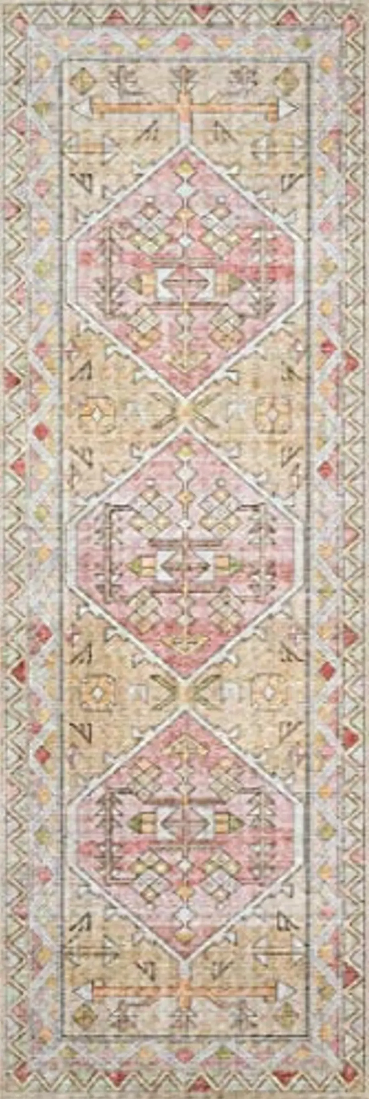 Loloi Skye Collection 2'-6" x 7'-6" Runner Rug in Gold/Blush - Soft Thick Area Rug, Vintage Inspired Distressed Area Rug, Non-Shedding Rug for Living Room, Bedroom, Dining Area