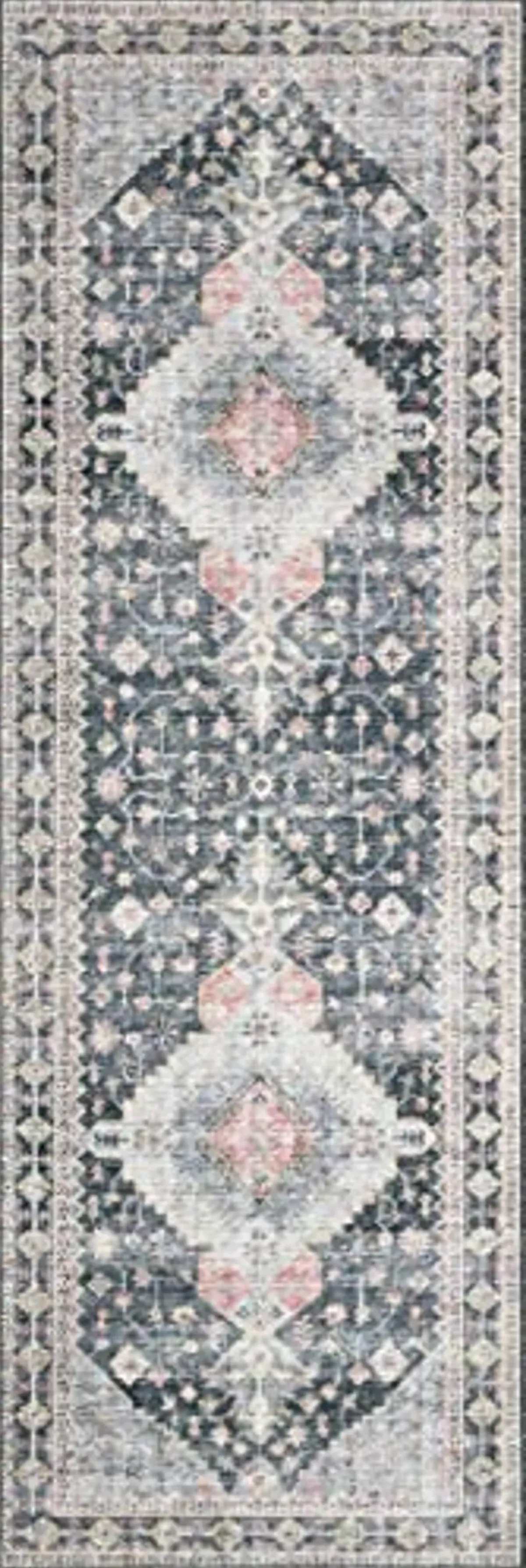 Loloi II Skye Collection SKY-02 Charcoal / Multi 2'-6" x 7'-6", .13" Thick, Runner Rug, Soft, Durable, Vintage Inspired, Distressed, Low Pile, Non-Shedding, Easy Clean, Printed, Living Room Rug