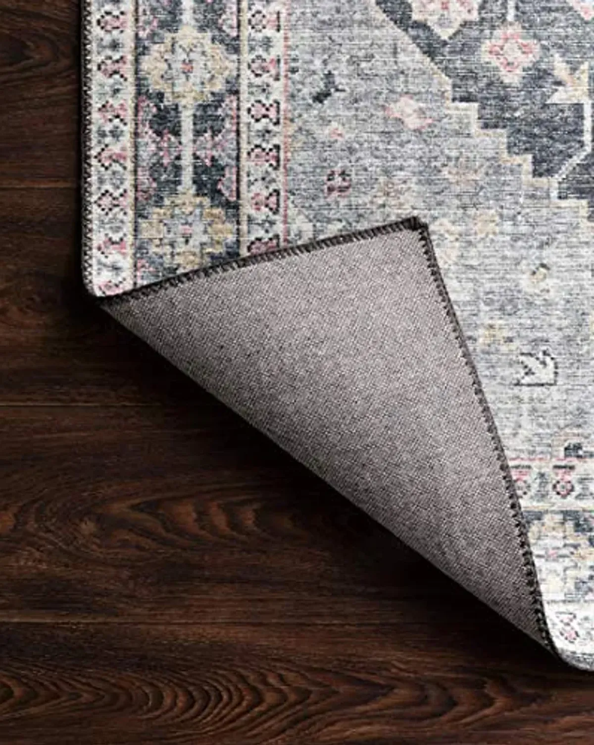 Loloi II Skye Collection SKY-02 Charcoal / Multi 2'-6" x 7'-6", .13" Thick, Runner Rug, Soft, Durable, Vintage Inspired, Distressed, Low Pile, Non-Shedding, Easy Clean, Printed, Living Room Rug