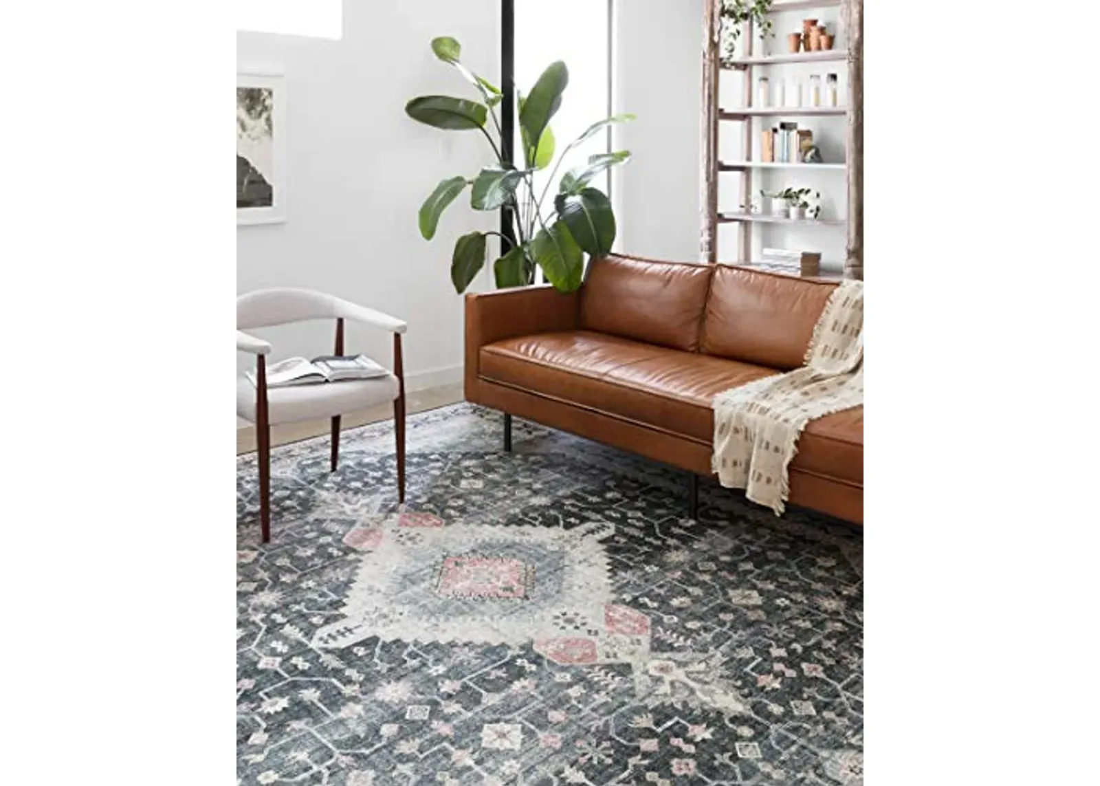 Loloi II Skye Collection SKY-02 Charcoal / Multi 2'-6" x 7'-6", .13" Thick, Runner Rug, Soft, Durable, Vintage Inspired, Distressed, Low Pile, Non-Shedding, Easy Clean, Printed, Living Room Rug