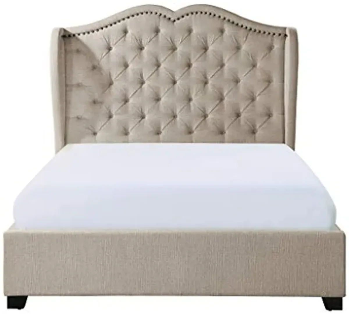 Homelegance Seldovia Fabric Upholstered Bed, Cal King, Beige