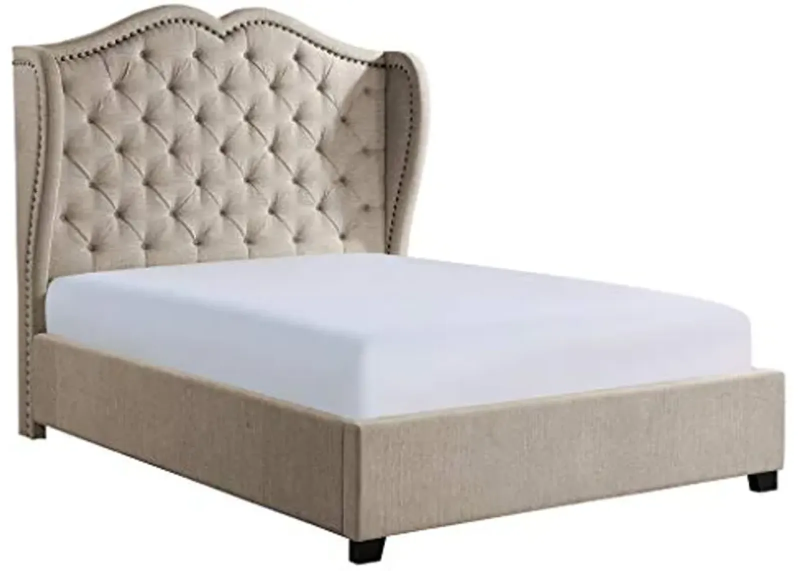 Homelegance Seldovia Fabric Upholstered Bed, Cal King, Beige