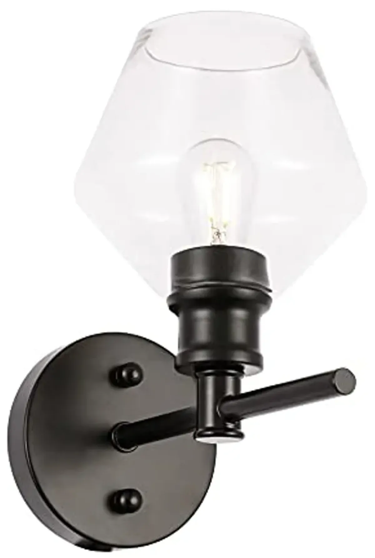 Living District Gene 1 Light Black and Clear Glass Wall Sconce