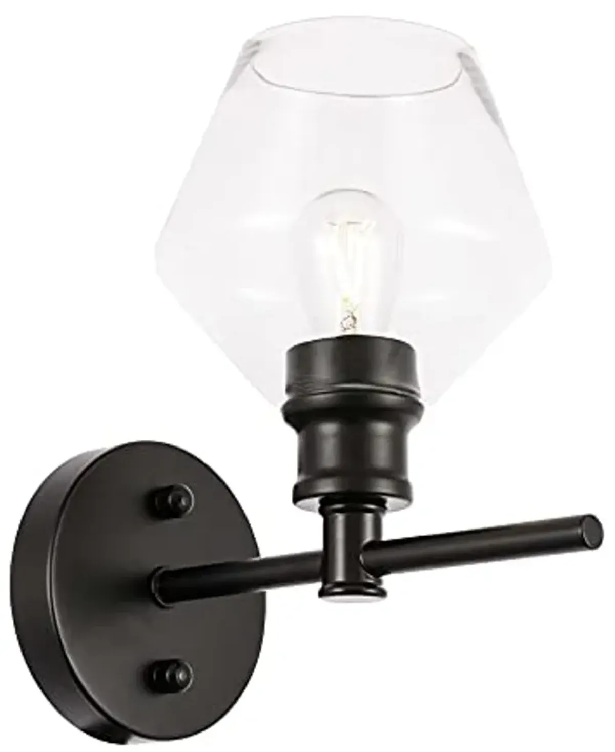 Living District Gene 1 Light Black and Clear Glass Wall Sconce