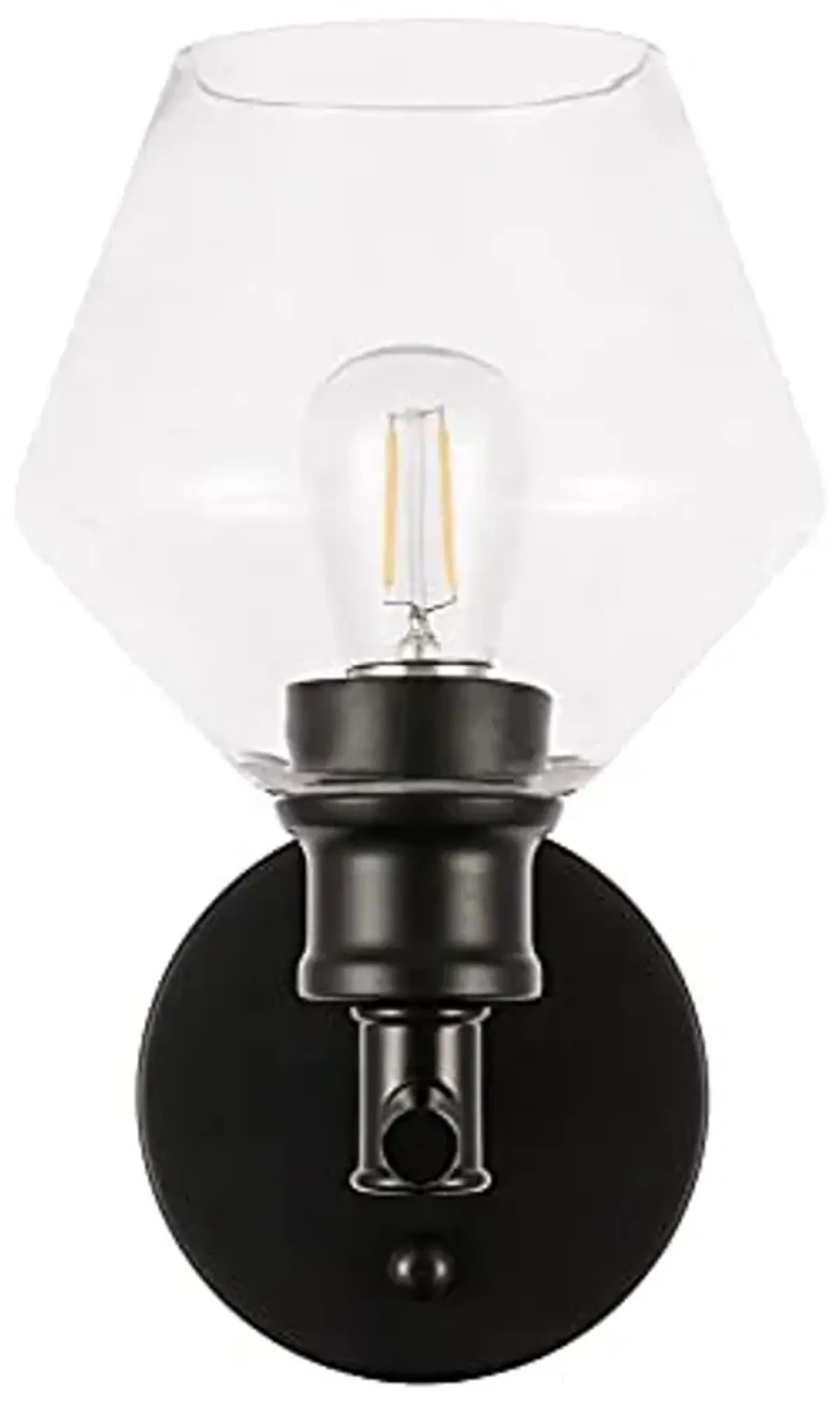 Living District Gene 1 Light Black and Clear Glass Wall Sconce