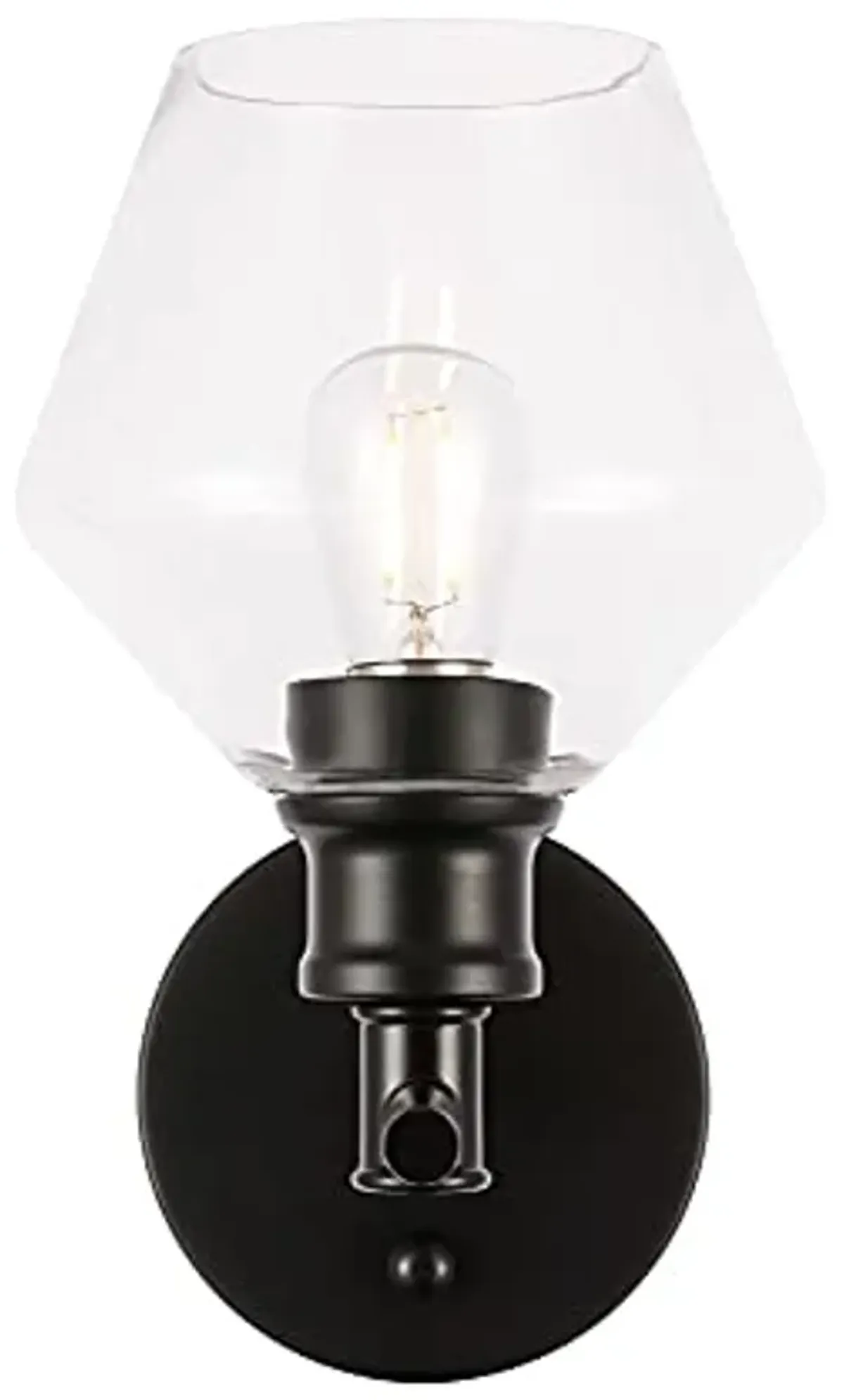 Living District Gene 1 Light Black and Clear Glass Wall Sconce