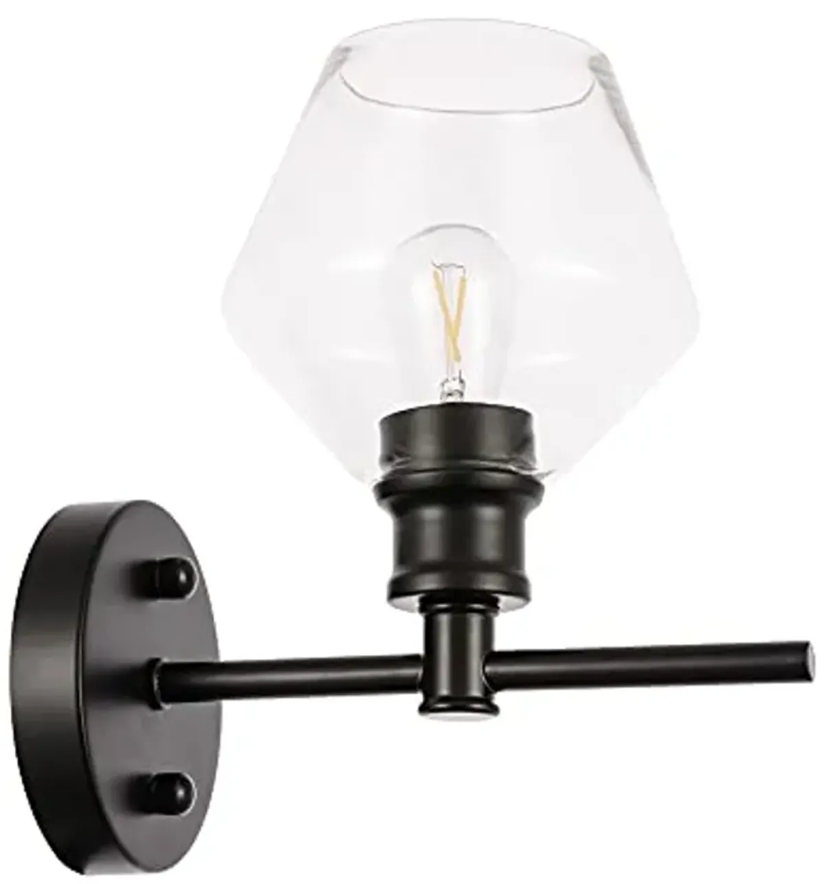 Living District Gene 1 Light Black and Clear Glass Wall Sconce