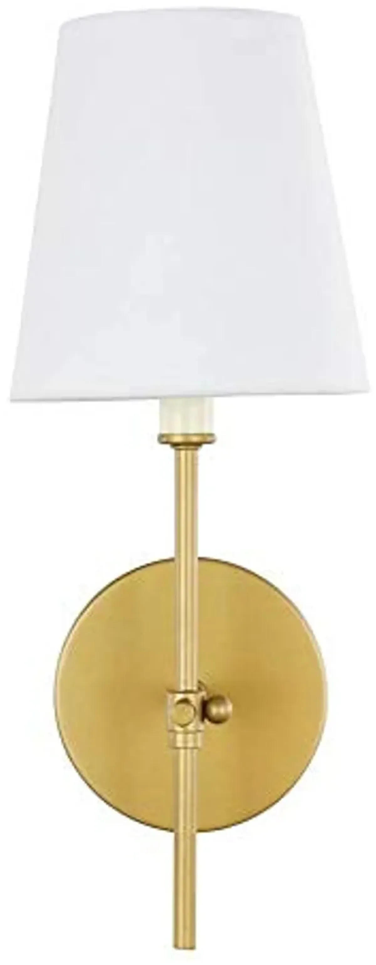 Elegant Lighting Living District Mel 1-Light Metal & Fabric Wall Sconce in Brass/White