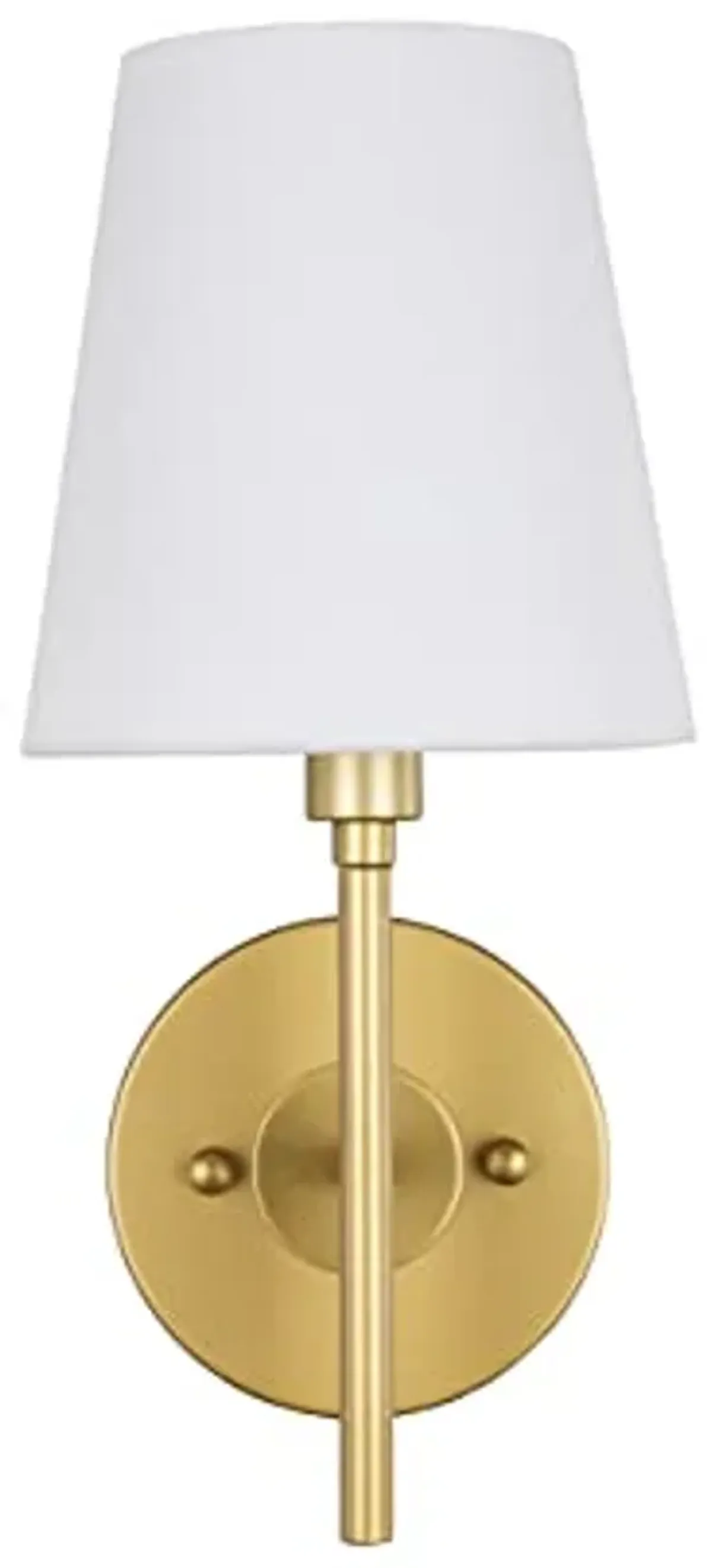 Living District Cason 1-Light Metal & Fabric Wall Sconce in Brass/White