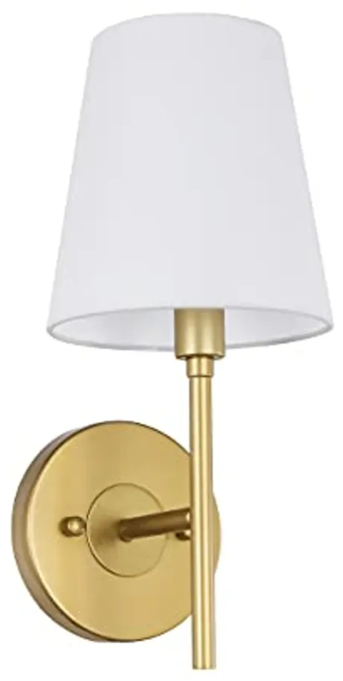 Living District Cason 1-Light Metal & Fabric Wall Sconce in Brass/White