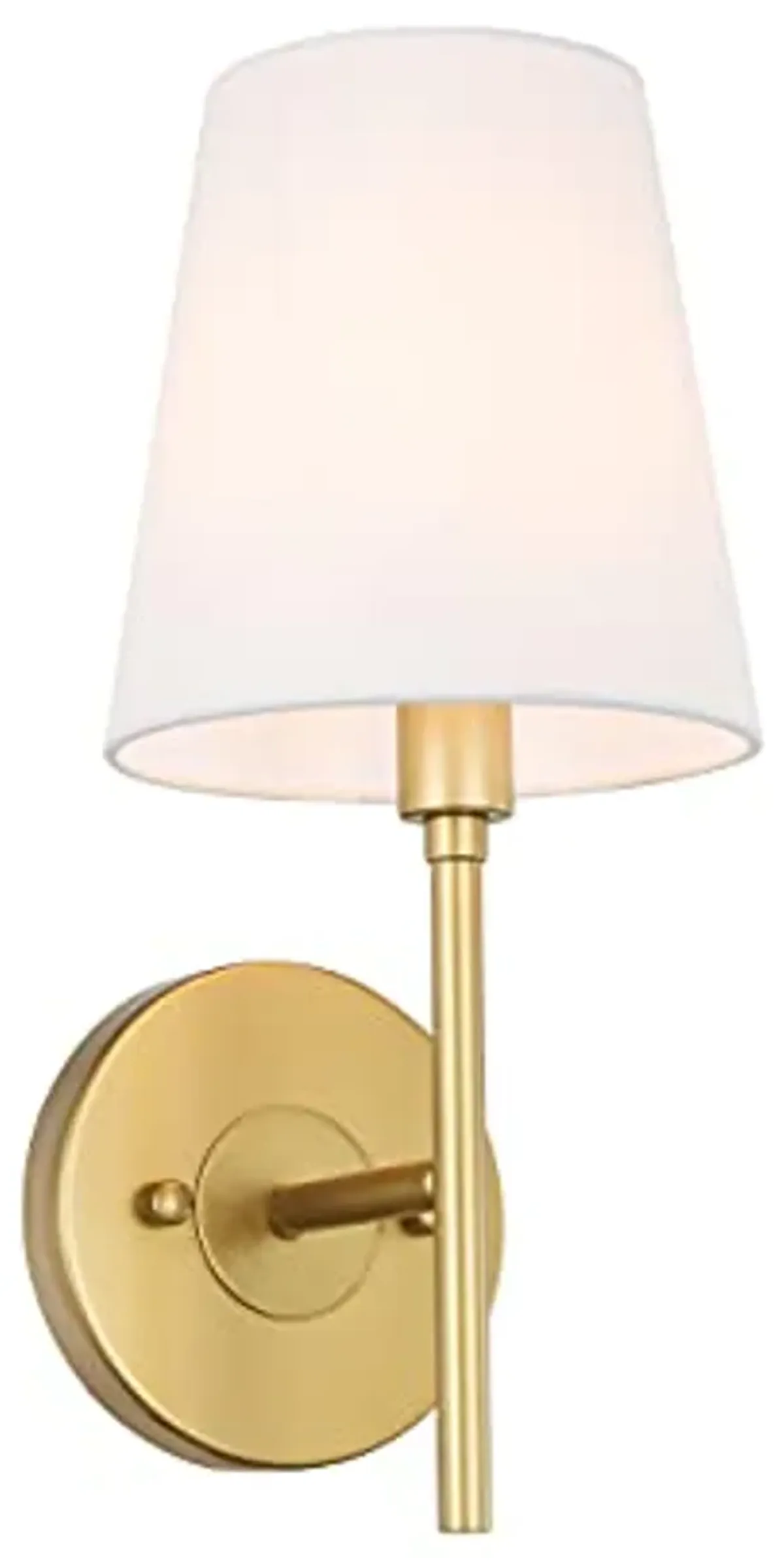 Living District Cason 1-Light Metal & Fabric Wall Sconce in Brass/White