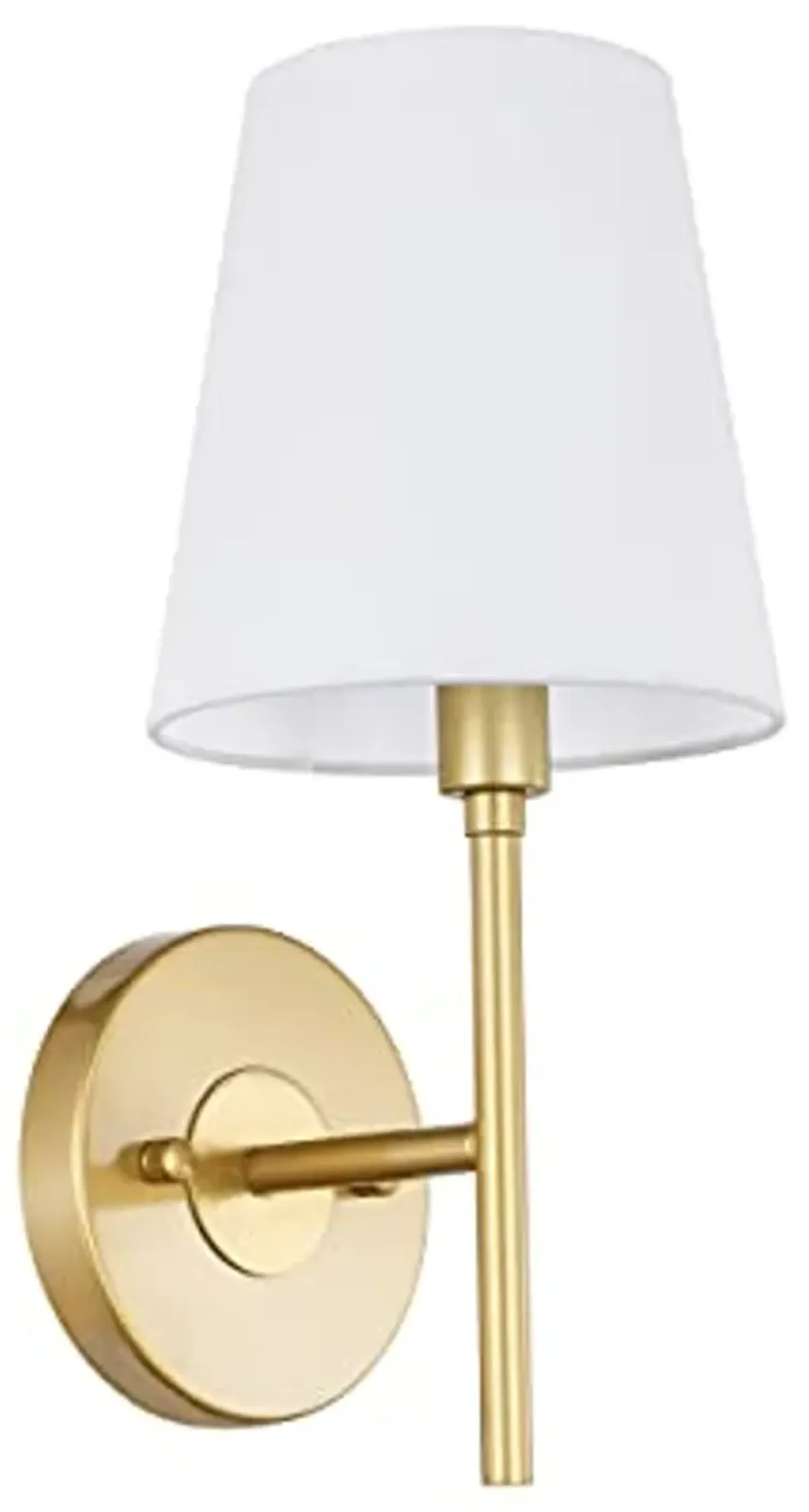 Living District Cason 1-Light Metal & Fabric Wall Sconce in Brass/White