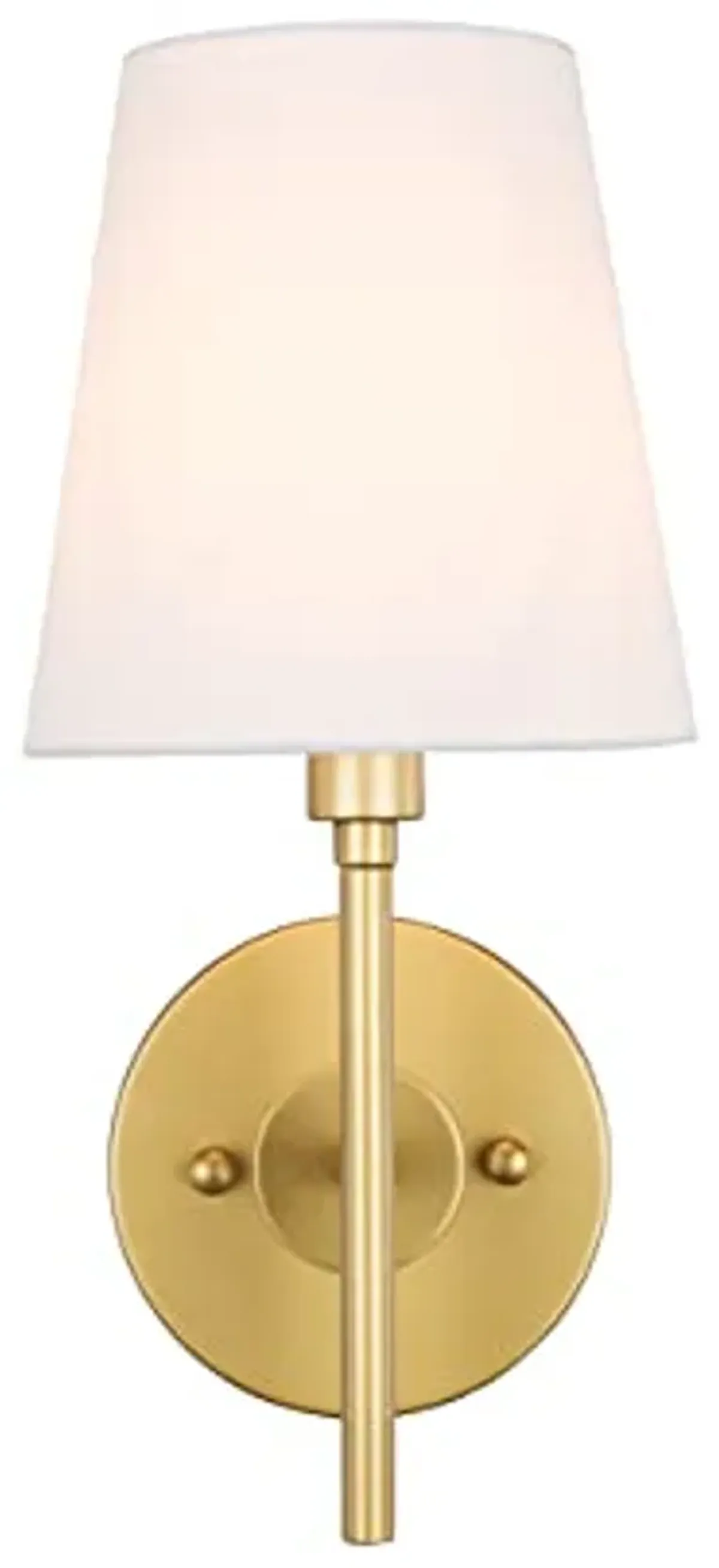 Living District Cason 1-Light Metal & Fabric Wall Sconce in Brass/White