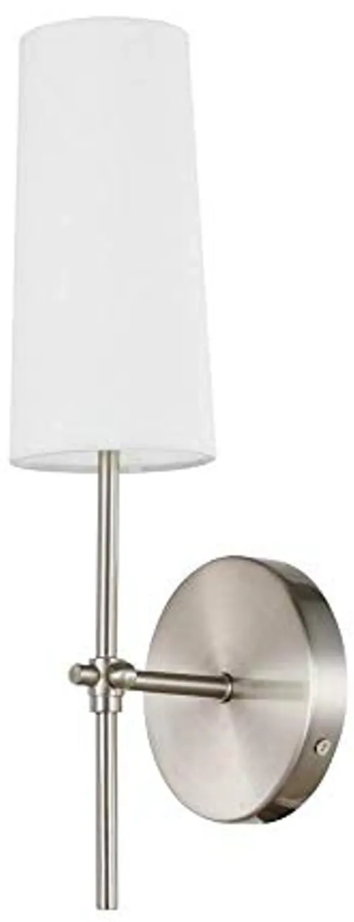 Living District Mel 1-Light Metal & Fabric Wall Sconce in Burnished Nickel/White