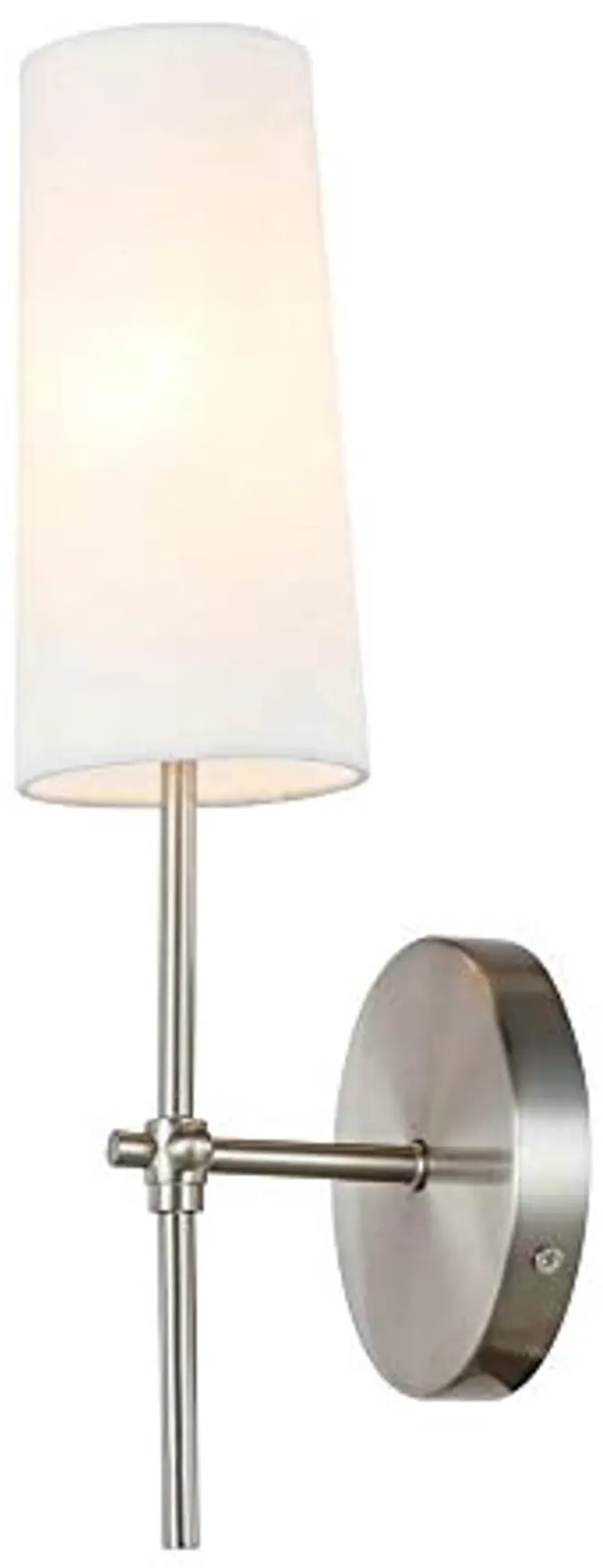 Living District Mel 1-Light Metal & Fabric Wall Sconce in Burnished Nickel/White