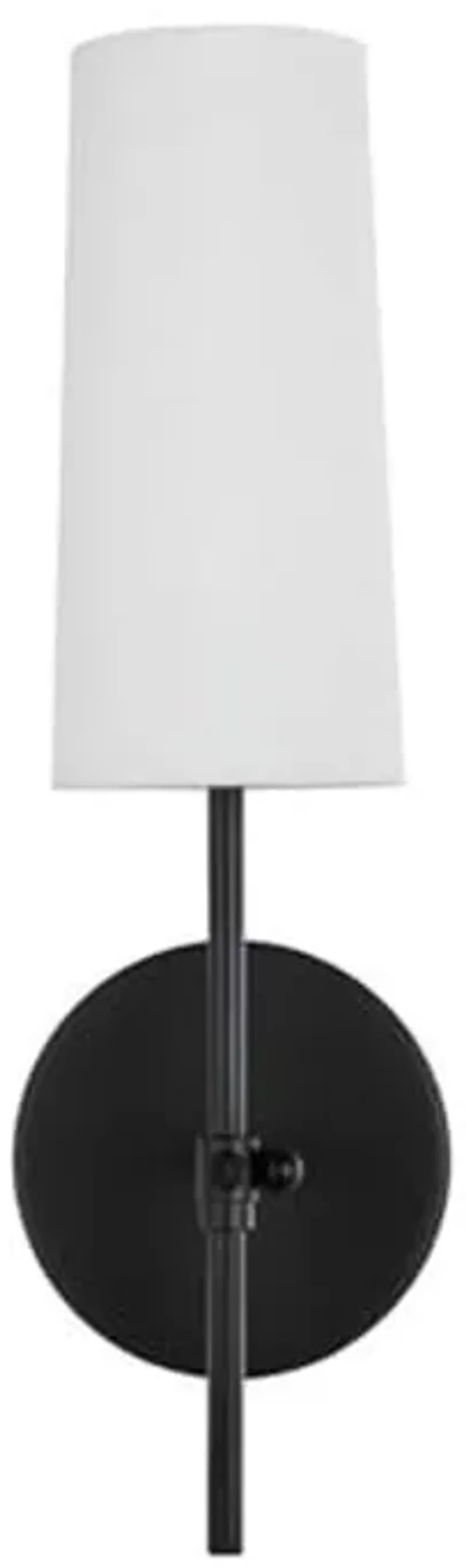 Living District Mel 1-Light Metal & Fabric Wall Sconce in Black/White