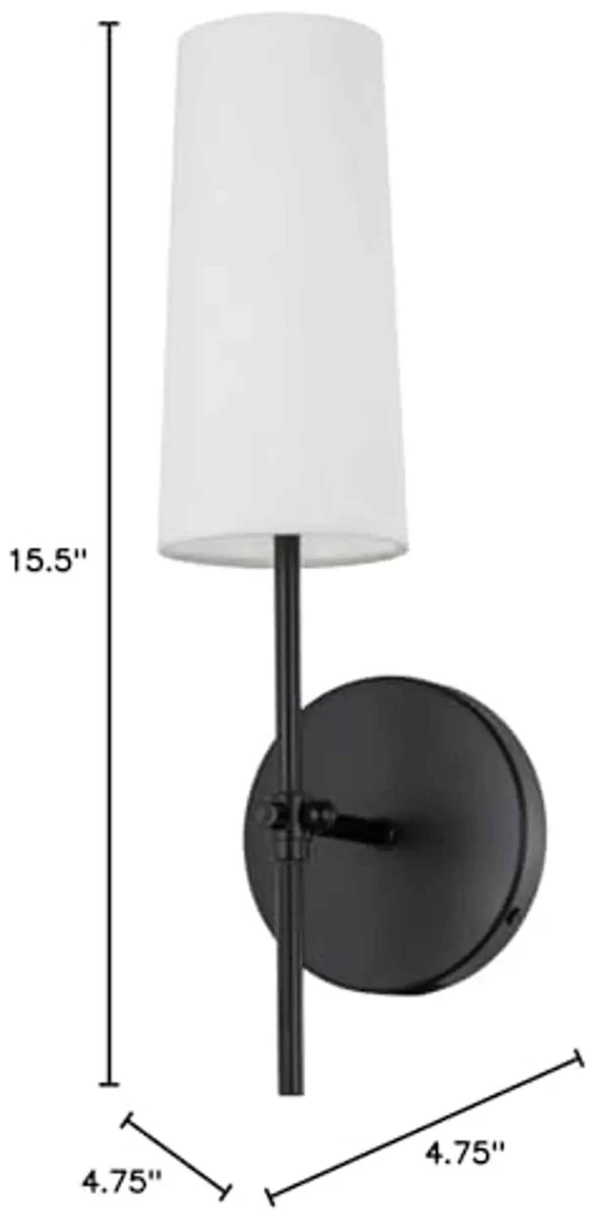 Living District Mel 1-Light Metal & Fabric Wall Sconce in Black/White