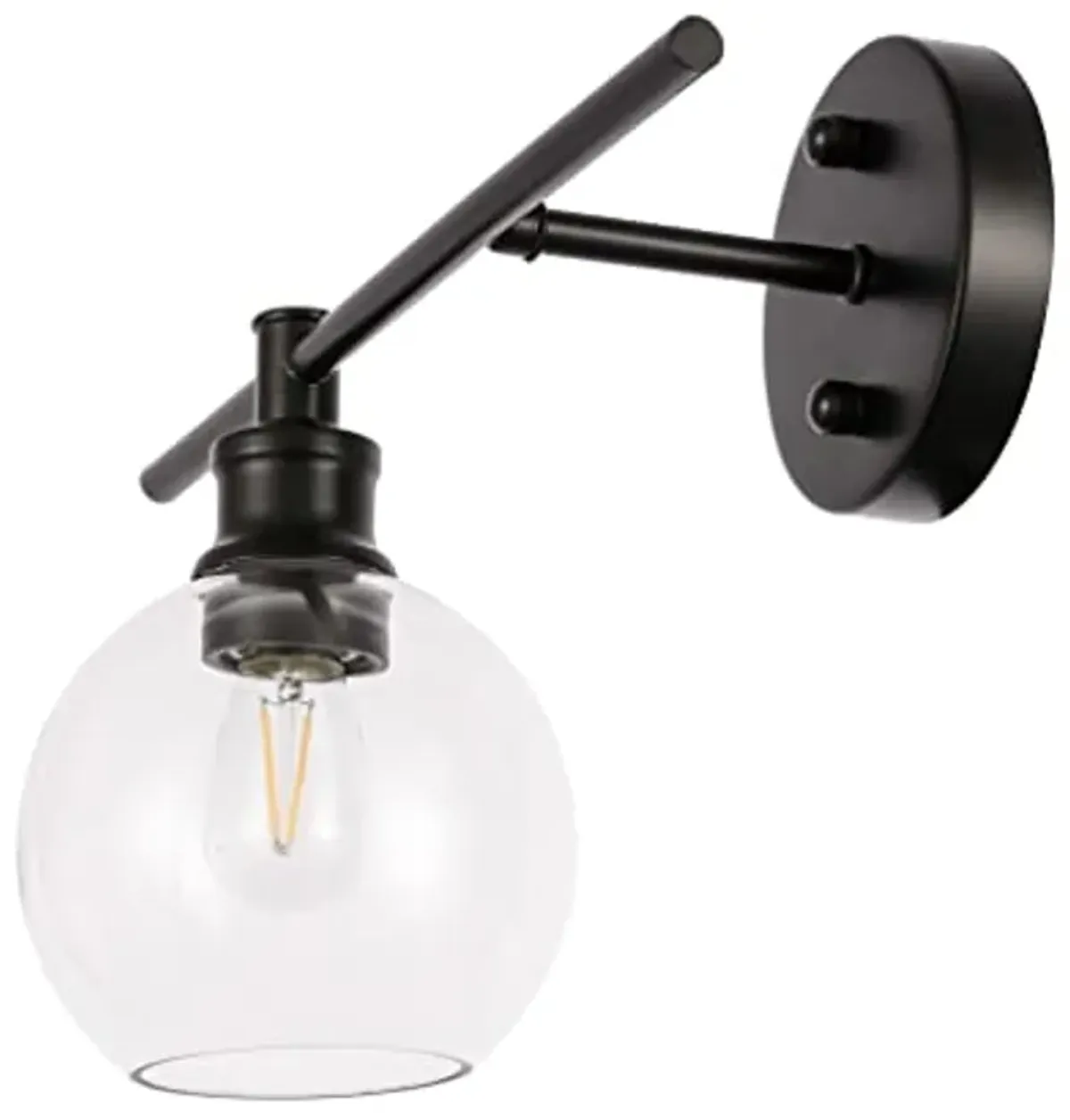 Living District Collier 1 Light Black and Clear Glass Left Wall Sconce