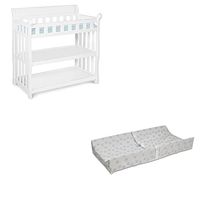 Delta Children Eclipse Changing Table, White and Waterproof Baby and Infant Diaper Changing Pad, Beautyrest Platinum, White