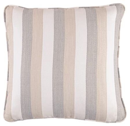 Signature Design by Ashley Mistelee Striped 20 x 20 in Accent Throw Pillow, Gray & White