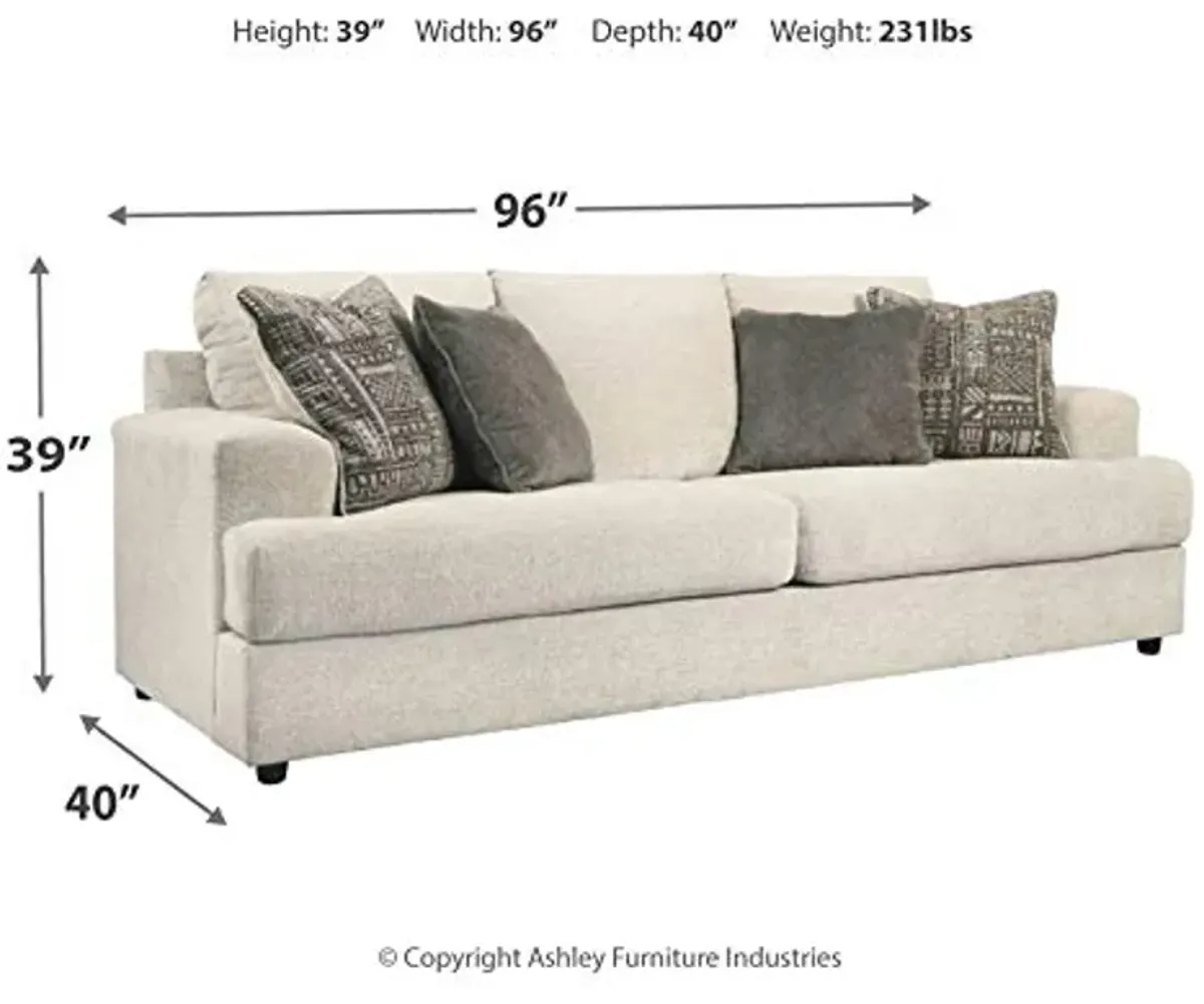 Signature Design by Ashley Soletren Contemporary Chenille Queen Sofa Sleeper with 4 Accent Pillows, Off-White