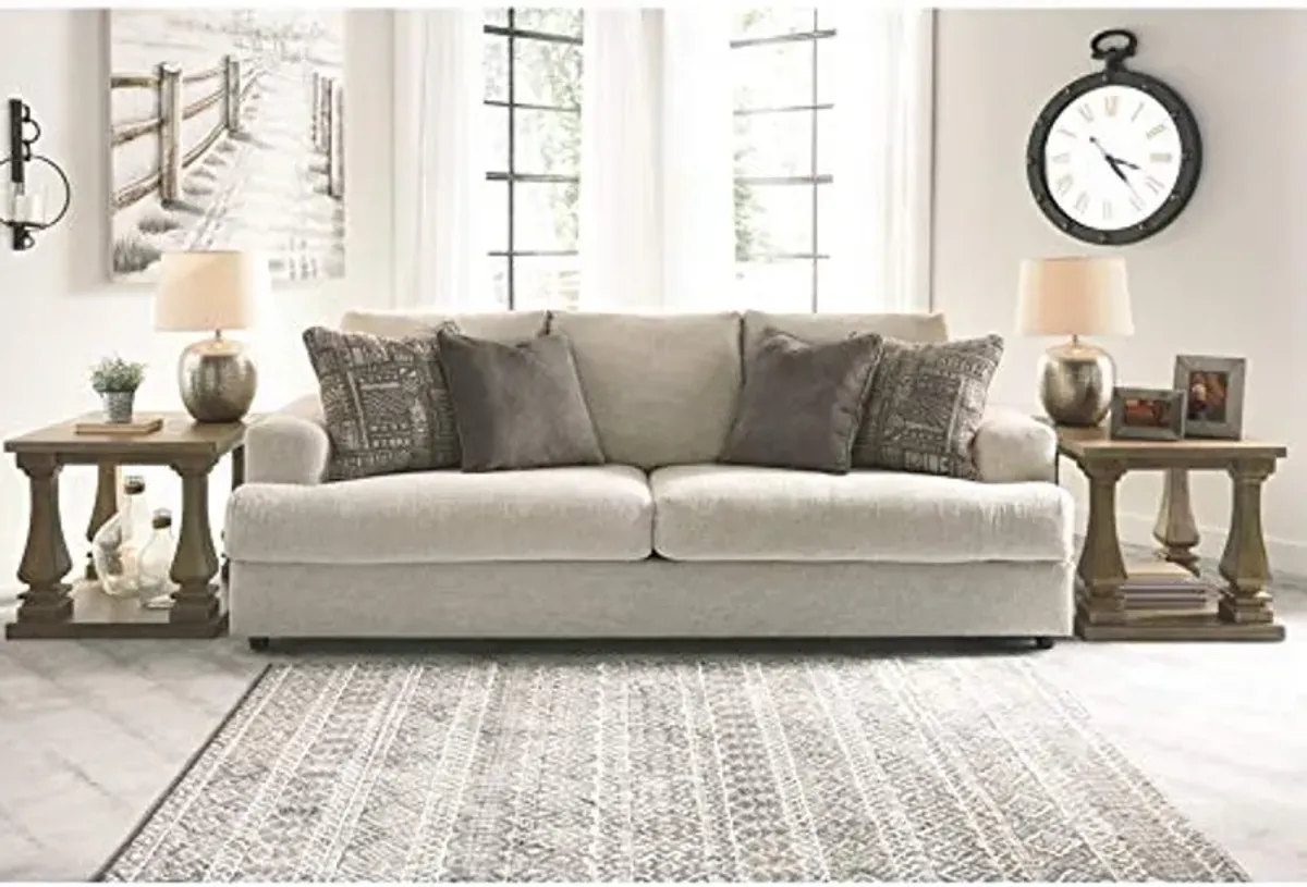 Signature Design by Ashley Soletren Contemporary Chenille Queen Sofa Sleeper with 4 Accent Pillows, Off-White