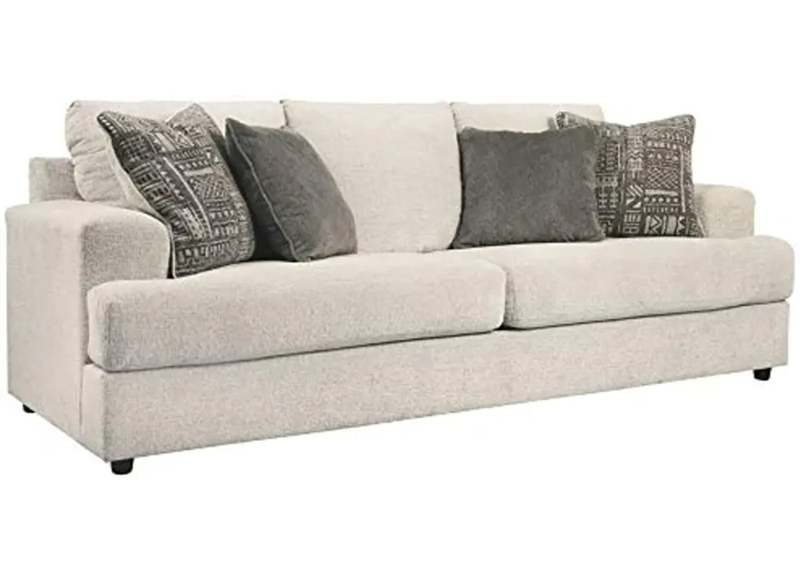 Signature Design by Ashley Soletren Contemporary Chenille Queen Sofa Sleeper with 4 Accent Pillows, Off-White