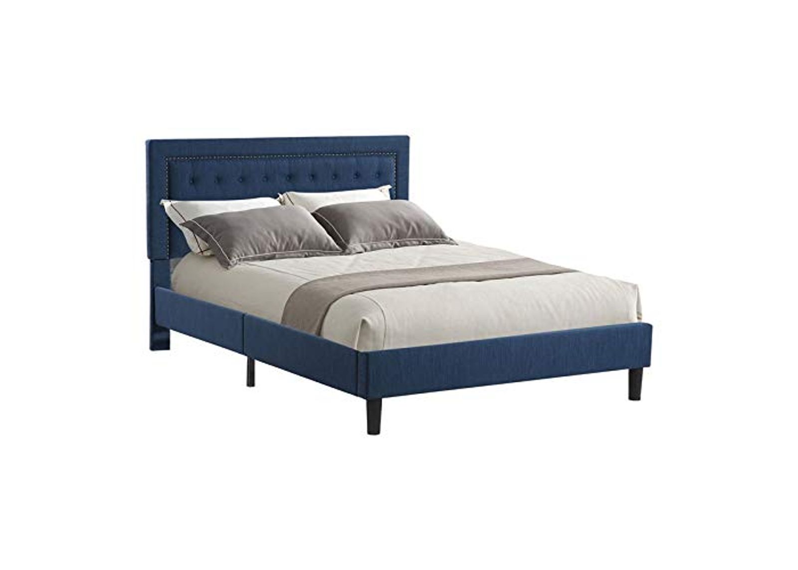 Abbyson Living Navy Blue Tufted Upholstered Bed, Full