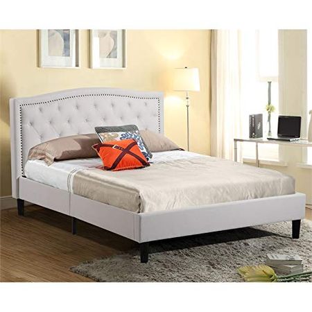 Abbyson Living Mandy Ivory Tufted Upholstered Bed, Queen