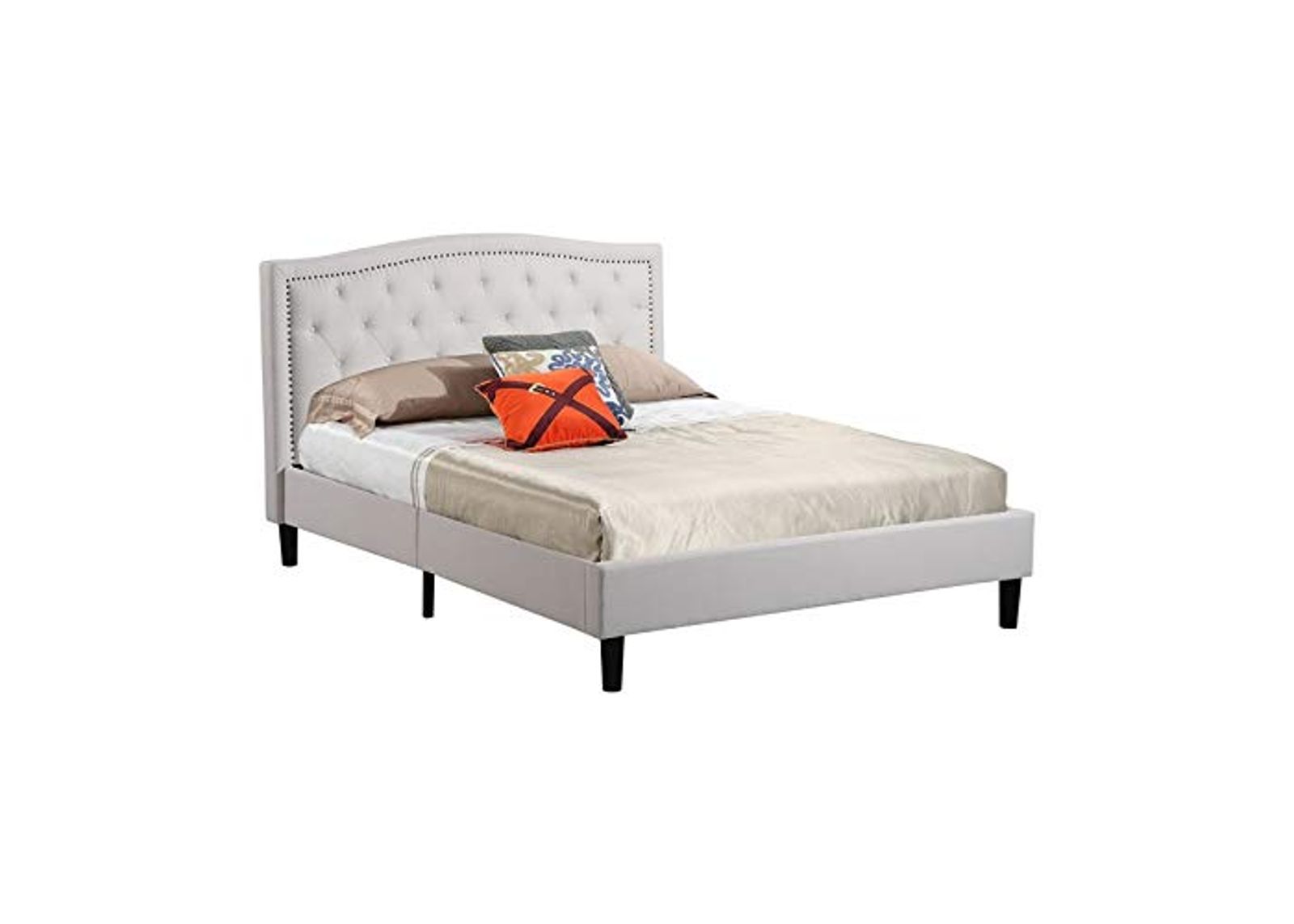 Abbyson Living Mandy Ivory Tufted Upholstered Bed, Queen