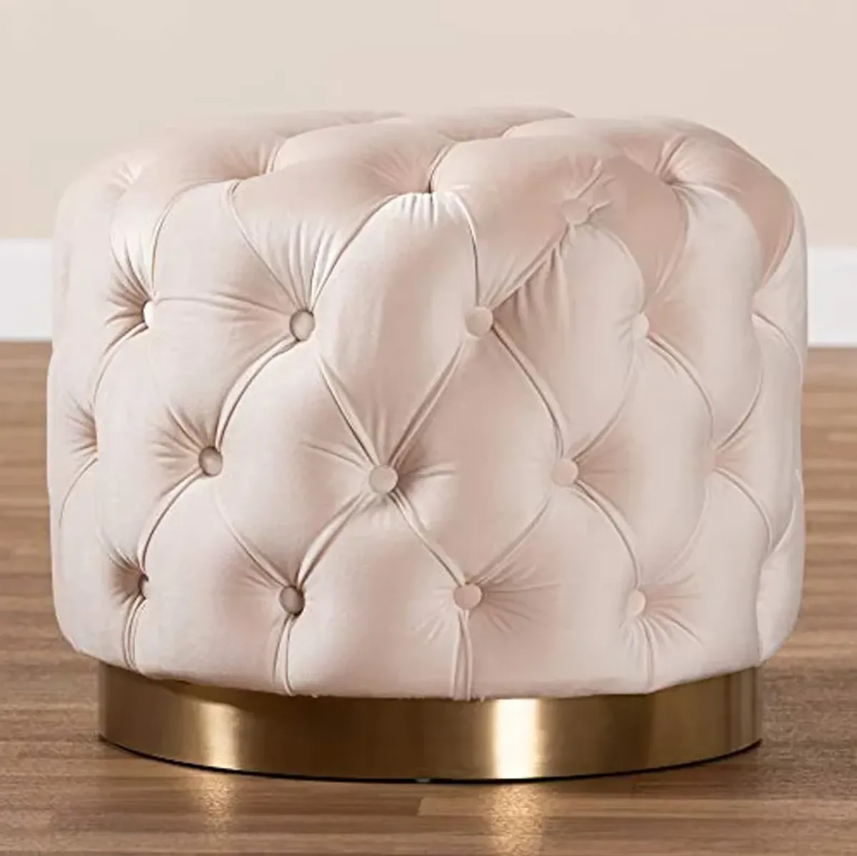 Baxton Studio Ottomans, One Size, Light Beige/Gold