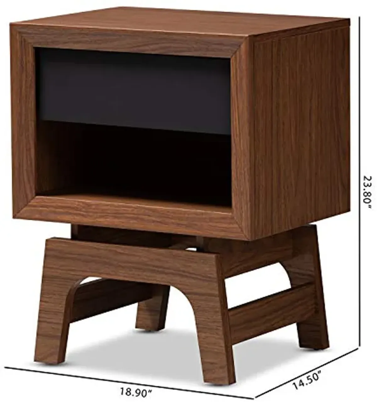 Baxton Studio Nightstands, One Size, Walnut/Gray