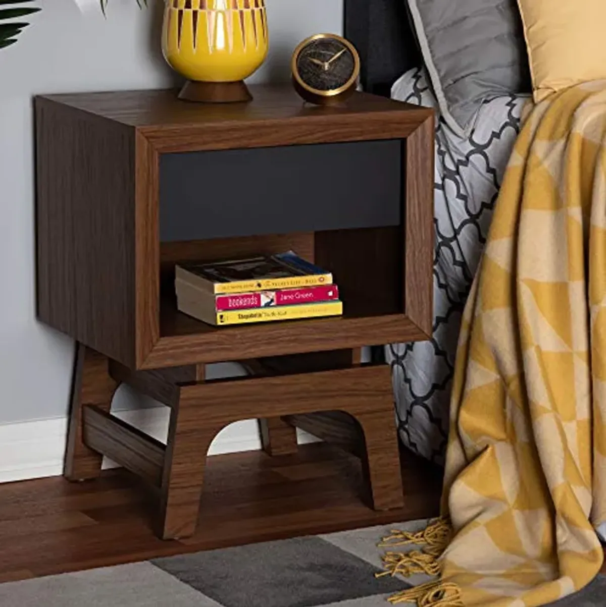 Baxton Studio Nightstands, One Size, Walnut/Gray