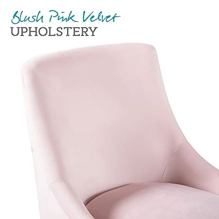 Abbyson Living Velvet Upholstered Dining Chair with Gold Finished Handle, Blush Pink