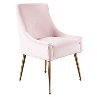 Abbyson Living Velvet Upholstered Dining Chair with Gold Finished Handle, Blush Pink