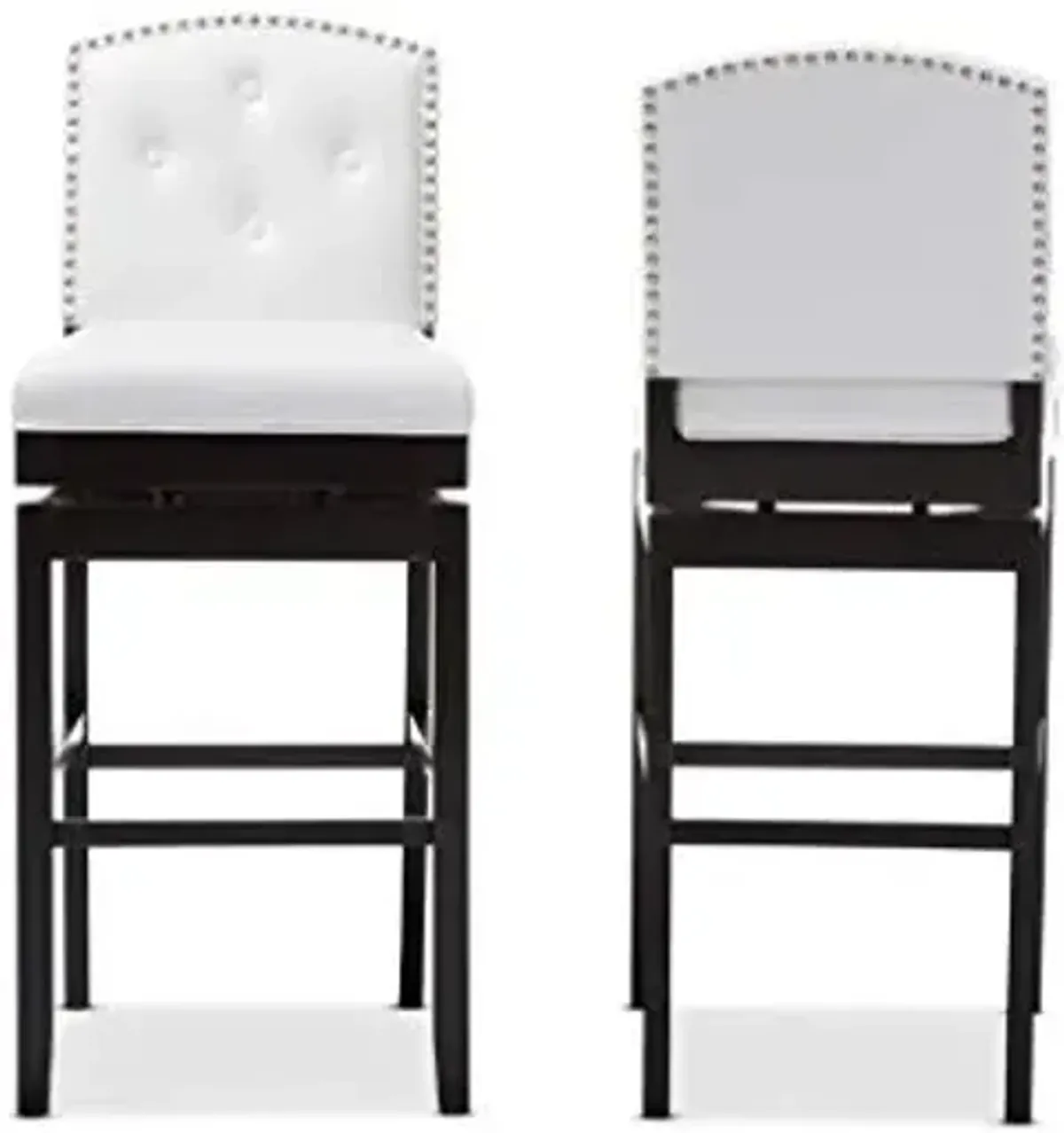 Baxton Studio Ginaro Modern and Contemporary White Faux Leather Button-tufted Upholstered Swivel Bar Stool
