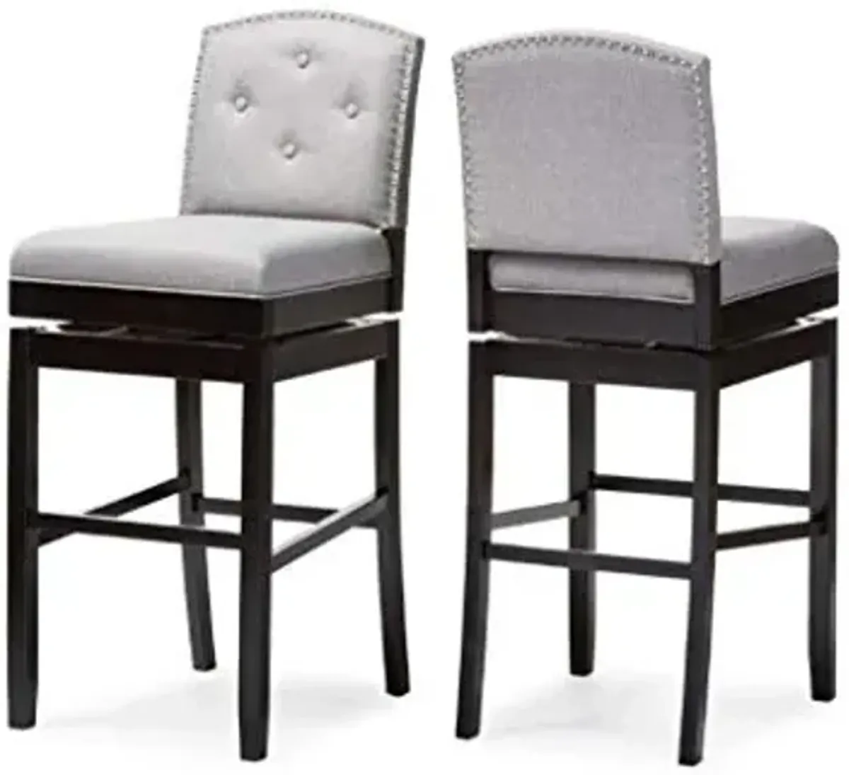 Baxton Studio Ginaro Modern and Contemporary Grey Fabric Button-tufted Upholstered Swivel Bar Stool