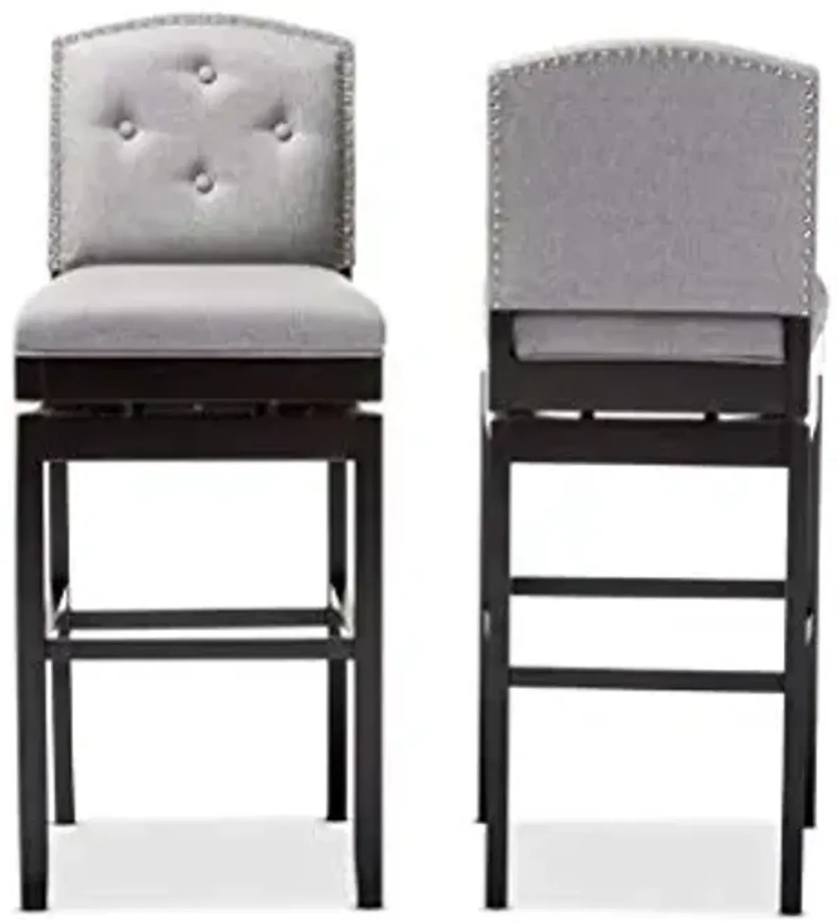 Baxton Studio Ginaro Modern and Contemporary Grey Fabric Button-tufted Upholstered Swivel Bar Stool