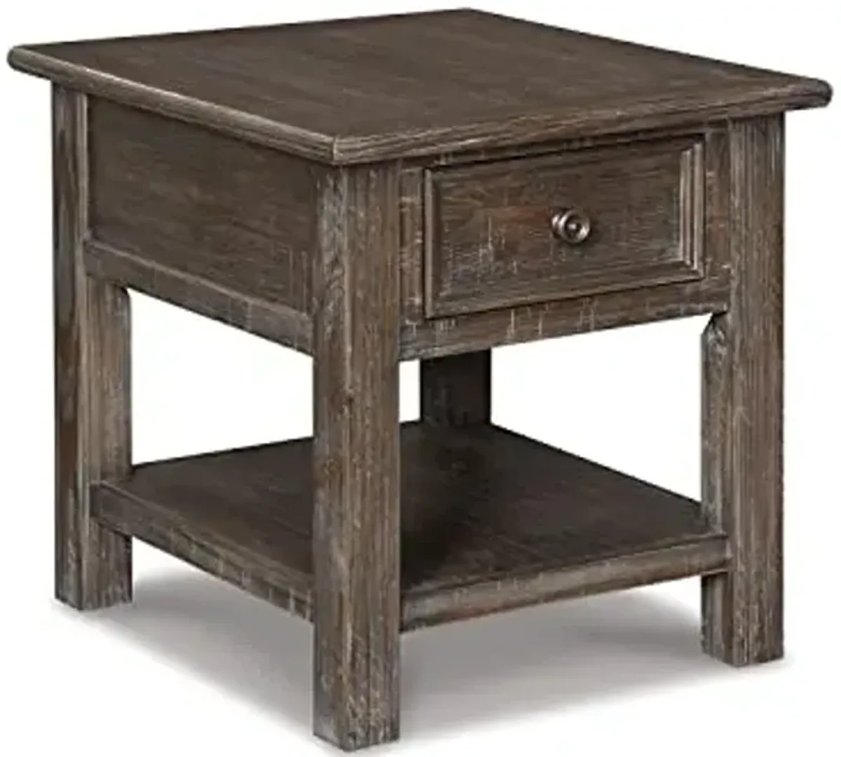 Signature Design by Ashley Wyndahl Rustic Rectangular End Table, Distressed Dark Brown Finish