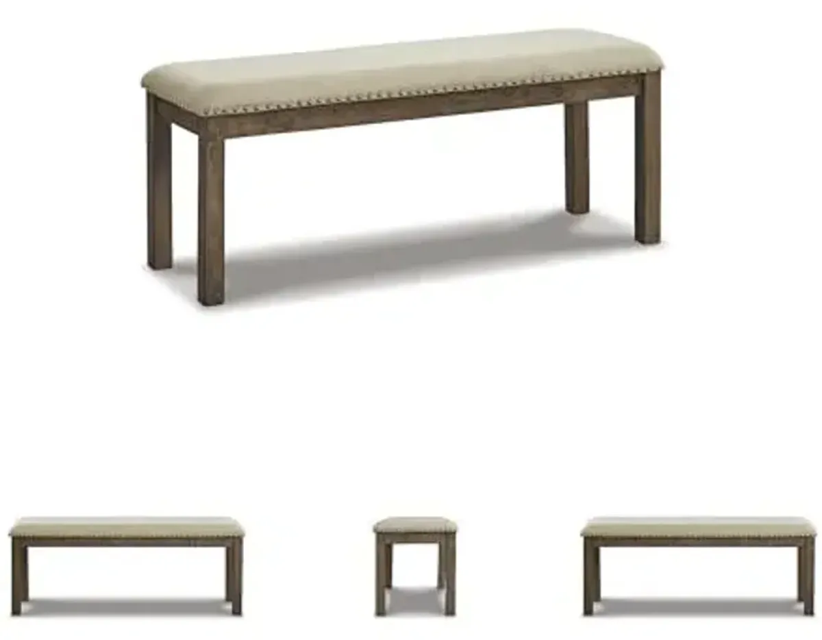 Signature Design by Ashley Moriville Casual Rustic Upholstered Dining Bench, Grey & Brown