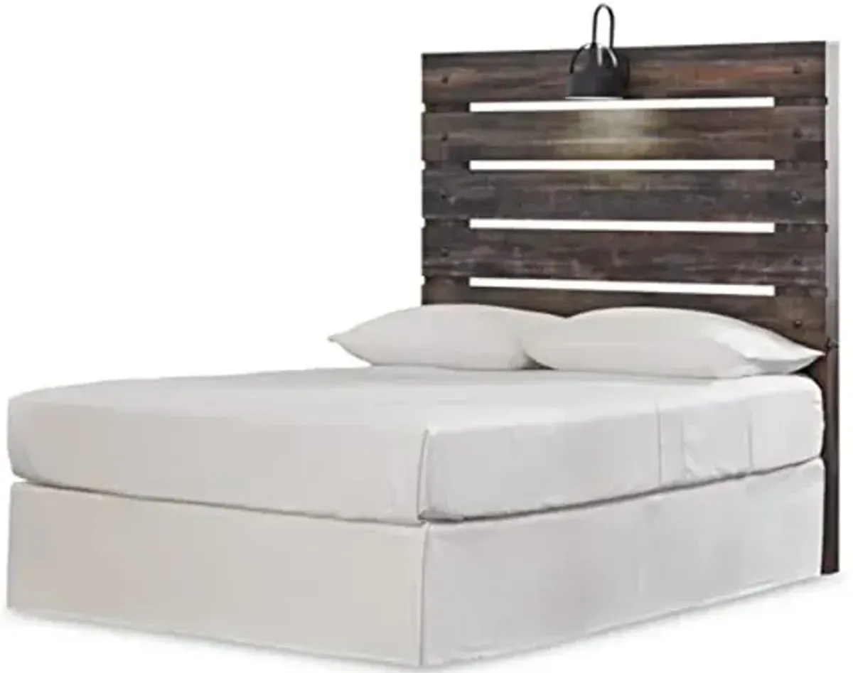 Signature Design by Ashley Drystan Rustic Panel Headboard ONLY with USB Charging Stations, Full, Brown