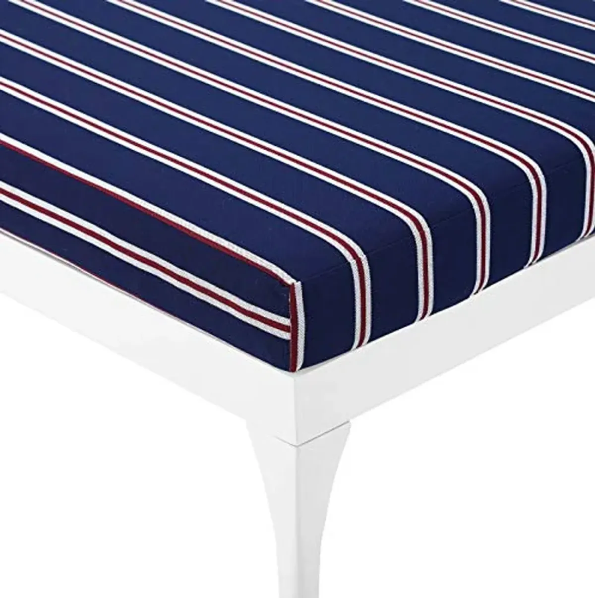 Modway Perspective Aluminum Outdoor Patio Chaise with Cushions, Lounge Chair, White Striped Navy