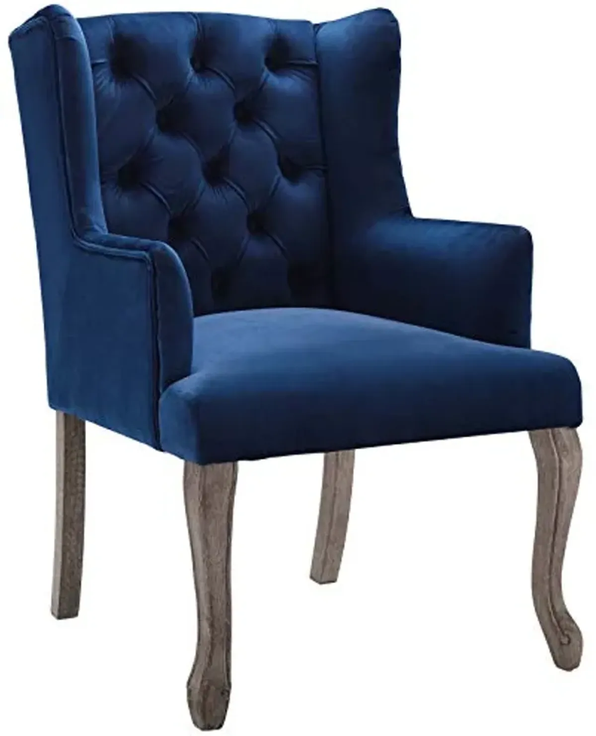 Modway Realm French Vintage Tufted Performance Velvet Kitchen and Dining Room Arm Chair in Navy