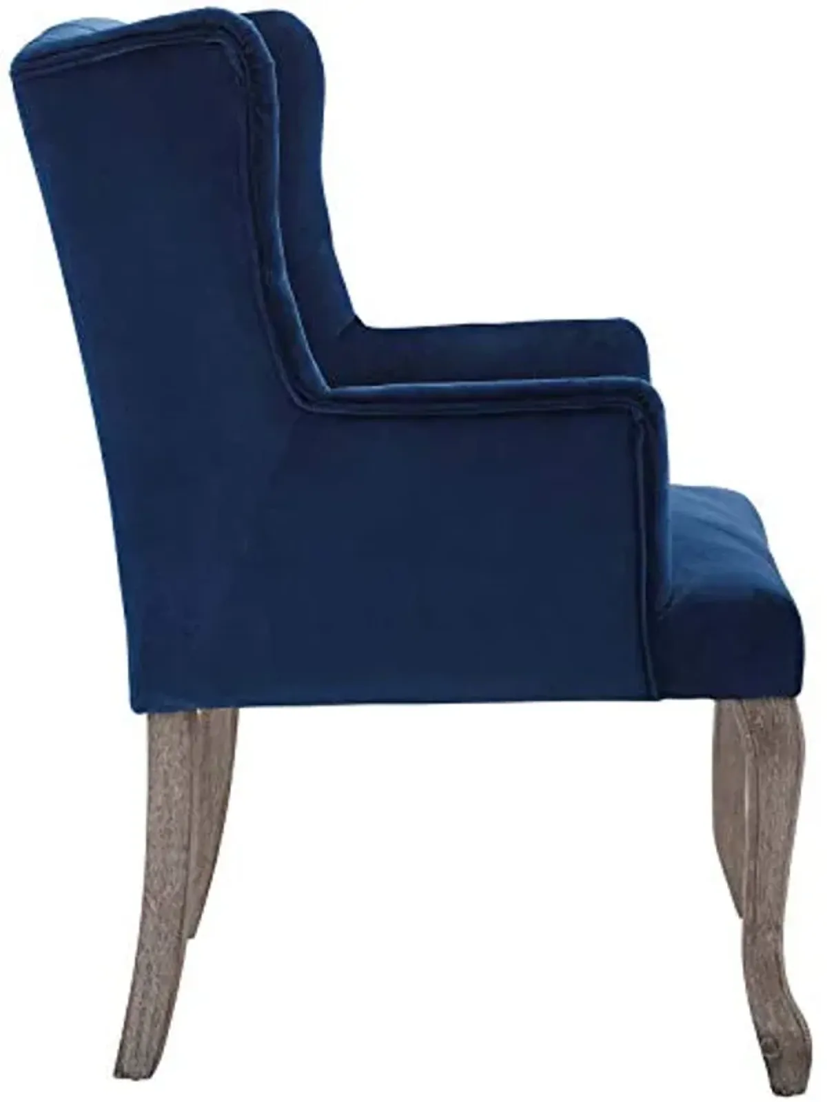 Modway Realm French Vintage Tufted Performance Velvet Kitchen and Dining Room Arm Chair in Navy